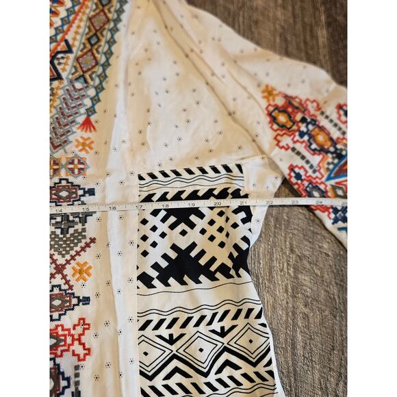 John mark embroidered tunic top womens medium boho festival preppy - Picture 4 of 8